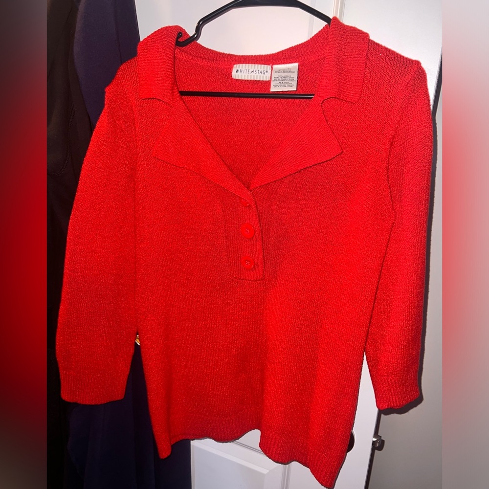 Vintage Red Mid-Sleeve Sweater